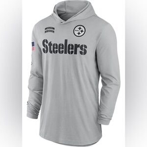 PITTSBURGH STEELERS MENS GREY SALUTE TO SERVICE LONG SLEEVE LIGHTWEIGHT HOODIE